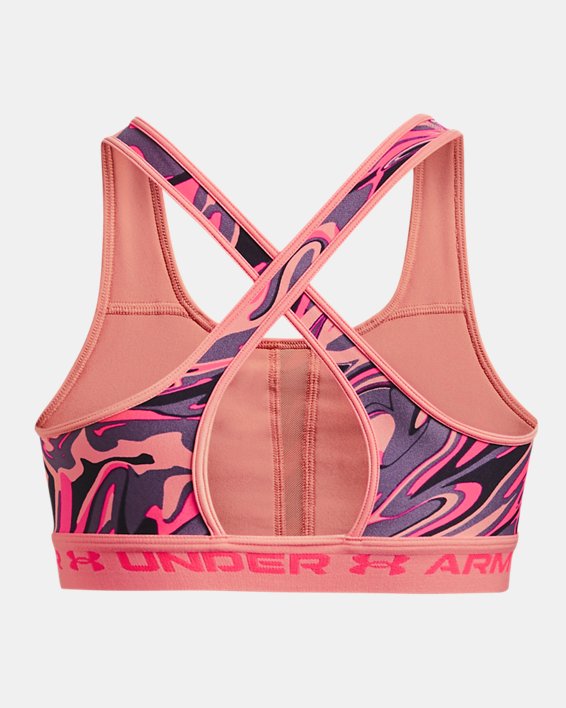 Damen Armour® Mid Crossback Sport-BH mit Aufdruck, Pink, pdpMainDesktop image number 11